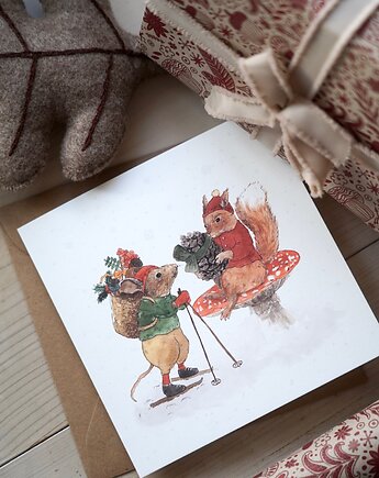 LEŚNE ZBIORY  kartka świąteczna, HI LITTLE