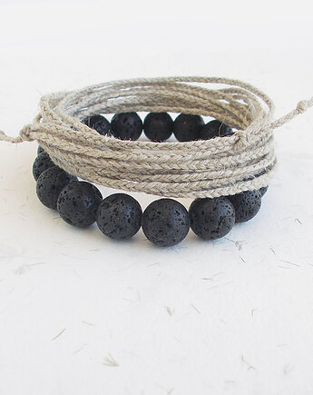 Lawa duże kule 12 mm i pleciony len, galeria nuit