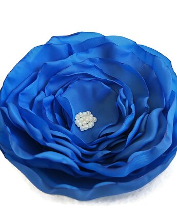 Duża broszka niebieska 12cm kwiat kwiatek, Made by Joan