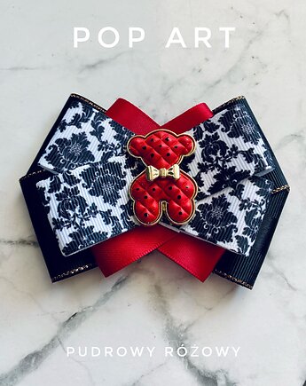 Modowa Brosza z czerwonym MISIEM Nowość, Pudrowy Różowy