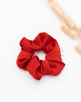 Scrunchie/frotka czerwona satyna, wu handmade