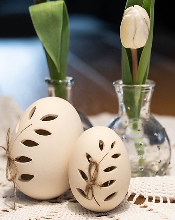Zestaw dwóch jajek ceramicznych (10cm i 7,5cm), agosz ceramika