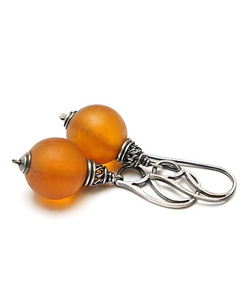 Kolczyki srebrne Amber ball, Katia i krokodyl