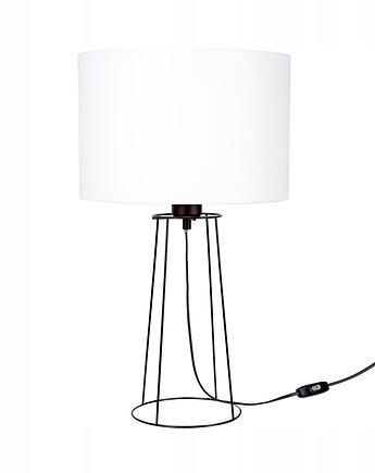 LAMPKA NOCNA STOŁOWA METAL OZDOBNA ABAŻUR Biały E27 LED DRUT LOFT, Fabryka Lamp