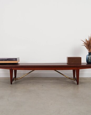 Lowboard tekowy, duński design, lata 80, produkcja: Dania, Przetwory design