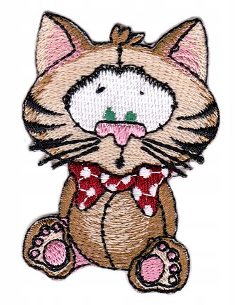 Naszywka naprasowanka KOTEK termo haft dla dzieci 4,7x6,6cm, Wyszywane