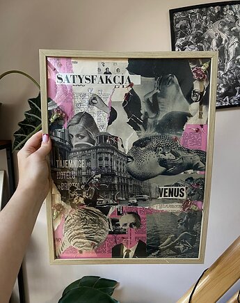 Plakat Kolaż analogowy, zlepki sklejki