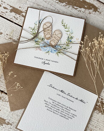 Ręcznie robiona kartka na narodziny dziecka - gratulacje, sorte