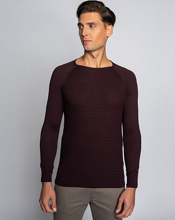Sweter męski  lerici o-neck bordo, BORGIO