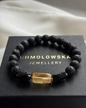Bransoletka męska Cytryn i Turmalin Czarny, Chmolowska Jewellery