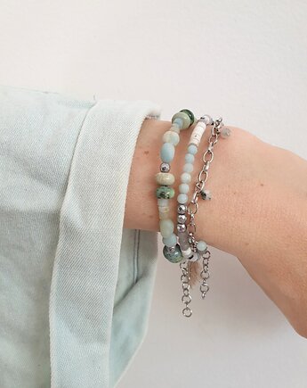 Bransoletka BOHO  kamień księżycowy, labradoryt, amazonit, modesign