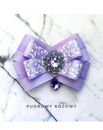 Fioletowa Brosza z Kryształkiem NEW, Pudrowy Różowy