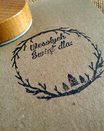 Stempel świąteczny 60mm poroże i choinki, DrukLove