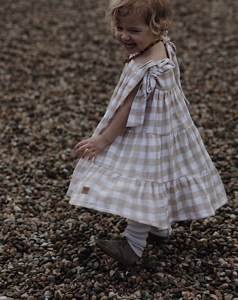 Sukienka muślinowa oversize dla dziewczynki checkered, OSOBY - Prezent dla dziewczynki
