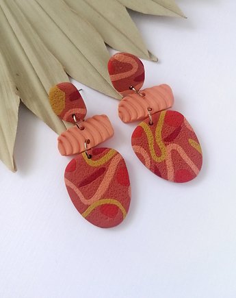 Pomarańczowe kolczyki z gliny, Lemens.clay