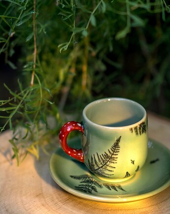 Filiżanka ze spodeczkiem z Muchomorkowym Uchem, Zuza Ceramics