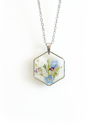 Naszyjnik z kwiatami, biżuteria z żywicy, Colie