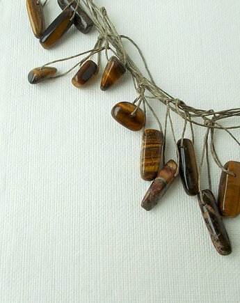 Tygrysie oko Sople Naszyjnik lniany, galeria nuit