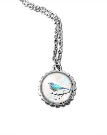 Medalion, naszyjnik - Turkusowy ptaszek - mały, yenoo