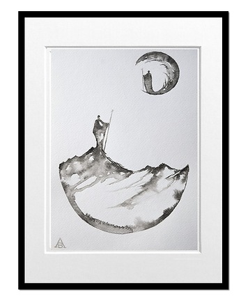 W drogę III, grafika obraz malowany tuszem, Galeriai