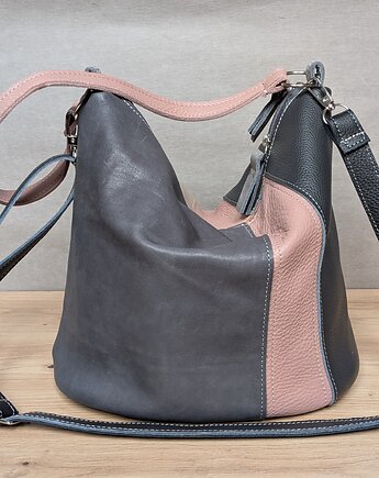 Bucket bag szaro-różówa, Łagoda