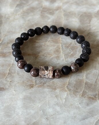 Bransoletka męska Obsydian i Agat, Chmolowska Jewellery
