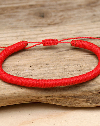 Męska bransoletka sznurkowa  -kabała - czerwona 6/7mm, SHEandHE