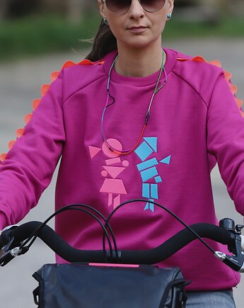 Amarantowa Bluza z grubej dzianiny Human, ZUZU STREETWEAR