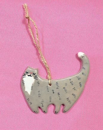 Ceramiczna zawieszka na choinkę Kotek bombka, Twarda Sztuka