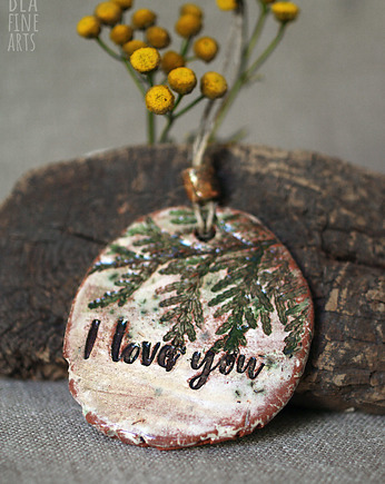 I love you - rustykalny dekor ceramiczny, zawieszka, Bea Fine Arts