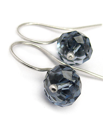 Kolczyki - Denim Blue Rondelles - Kryształy Swarovski, Marisella