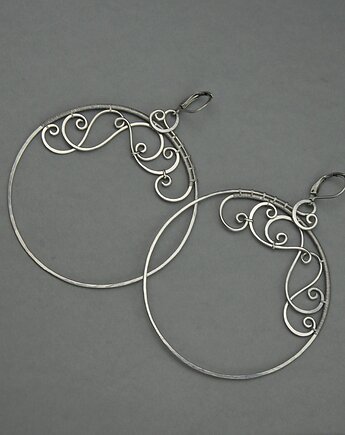 Kolczyki duże koła wire wrapping kółka, Agata Rozanska