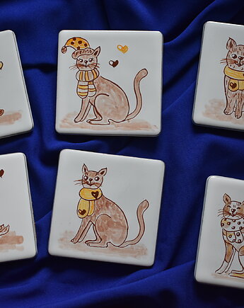 Podkładki pod kubki kafelki koty, Kobaltowa Sroka