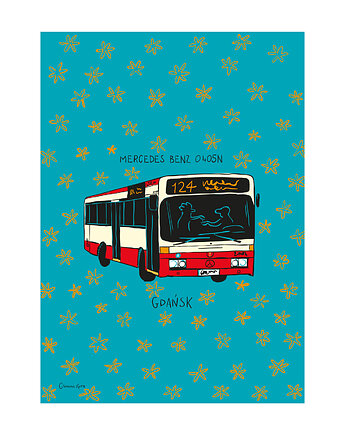 Plakat A4 Gdańsk Autobus Mercedes Benz O405N, Gliniana Kura