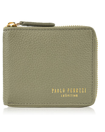 Portfel damski skórzany mały zielony poziomy z ochroną RFID KV-04-GR, Paolo Peruzzi
