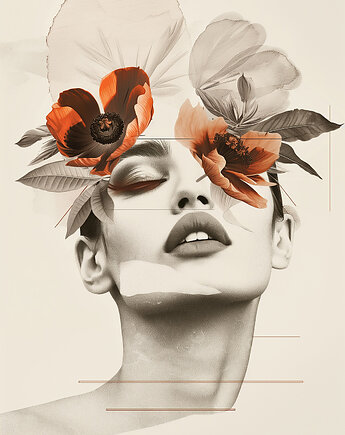 Kobieta z bukietem na głowie -  tapeta, Dekoracje PATKA Patrycja Kita