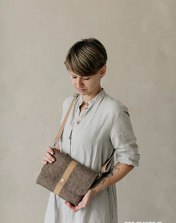 Marmollada - filcowa listonoszka KASZMIR + brąz, marmollada