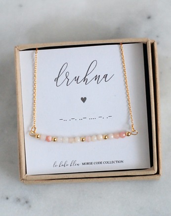 Dowolne Słowo - Opal - Kwiecień - Naszyjnik z Alfabetem Morse'a, Le Boho Bleu