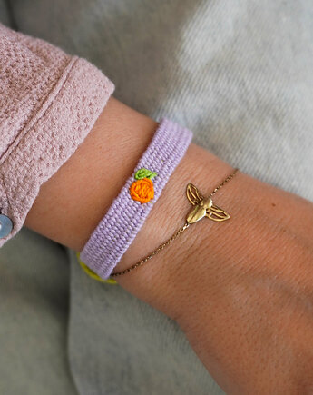 Tkana bransoletka z haftowaną pomarańczą, Słońcem Tkane