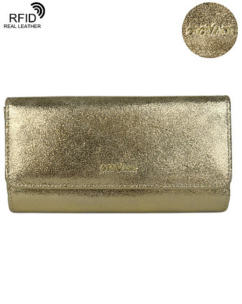 Skórzany portfel damski Olympia marki Giovani Złoty (ochrona RFID), ZGS Stefania