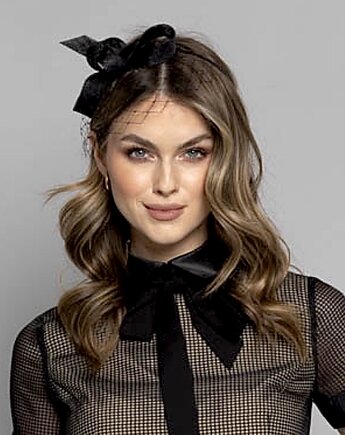 Fascynator Petra CZARNY, fuksja,granat ,bordo,czerwony ecru,bialy, MONIKA SAXTON LUXURIOUS MILLINERY