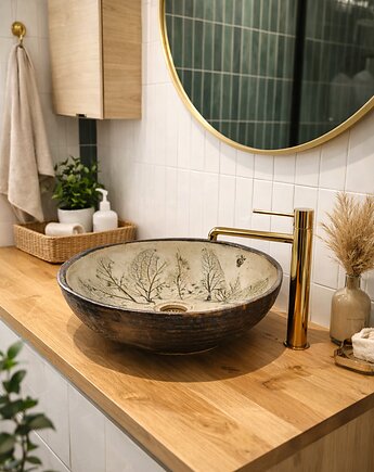 Umywalka 'Liść Łopianu' - Przepiękna Ozdoba Twojej Łazienki, ręczna robota, Ceramika Nastawka