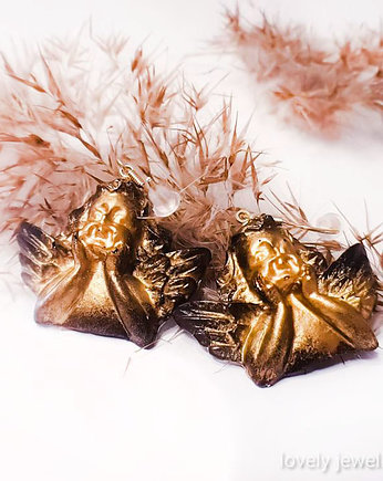 Czarno-złote kolczyki anioły, Lovely Jewellery