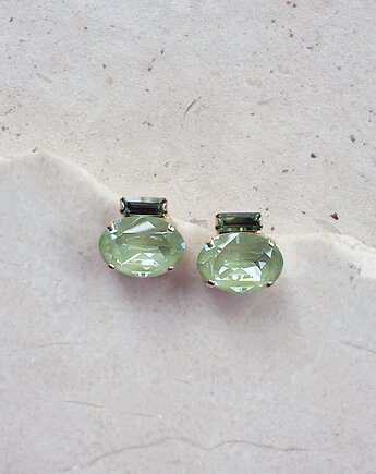Kolczyki pozłacane LUA: Paradise Green & Peridot w klimacie Sage Green, White Jasmine