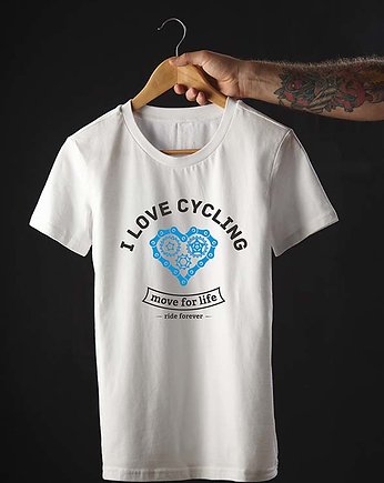 Koszulka T-SHIRT.  I love cycling, OSOBY - Prezent dla Chłopaka