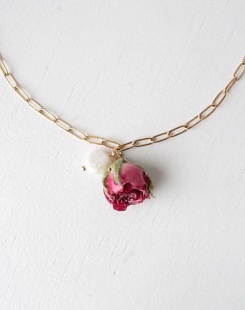 Naszyjnik z różą i perłą, Flores Jewellery