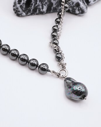 Naszyjnik Hematyt z perłą, Unique