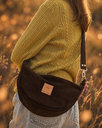 Torebka crossbody z Czekoladowego Nubuku, sabi tatka