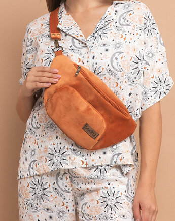Welurowa nerka miejska pumpkin spice, sacky bag