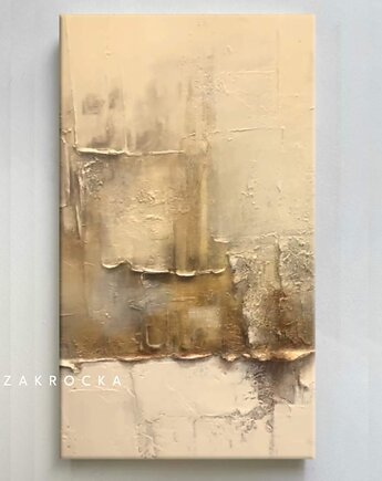 Efektowny duży obraz strukturalny abstrakcyjny płaskorzeźba 80x160cm, art and texture
